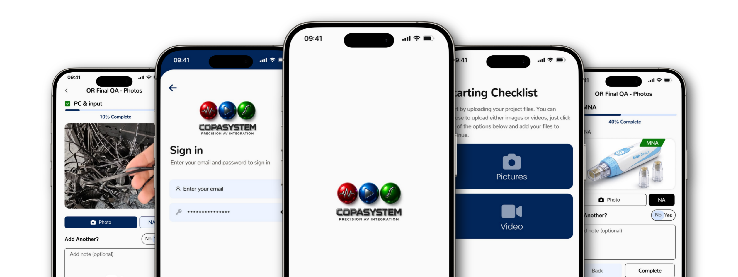 The Copa System APP mobile app screens