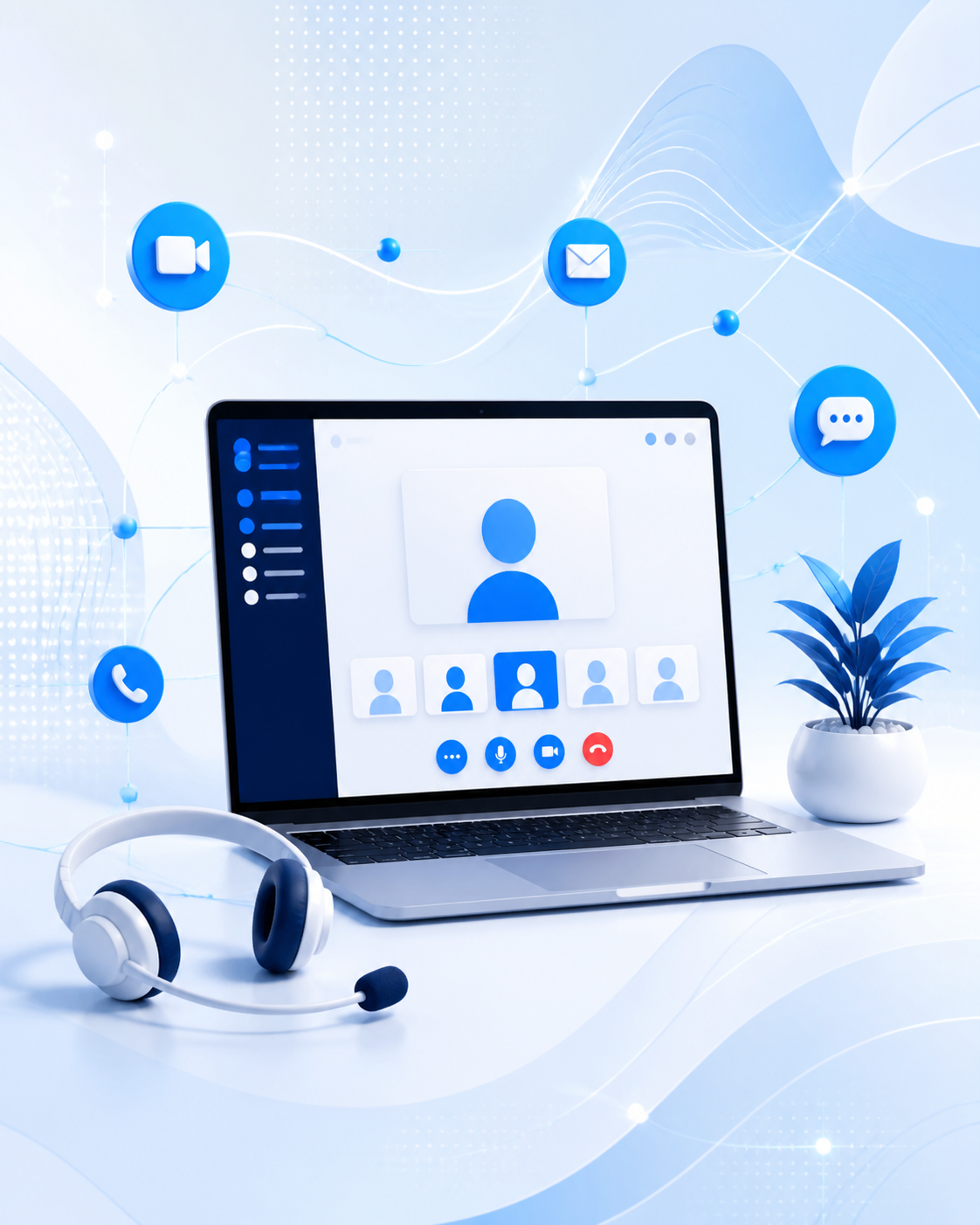 Digital customer support and video consultation illustration